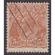 Australian    King George V    5d Brown   C of A WMK  Plate Variety 3R53